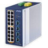 PLANET IP30 Indust L2  16x 10/100/1000T 802.3at PoE   4x 10G SFP  Man Switch -40 75   360W PoE