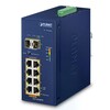 PLANET IP30 Industrial 8-Port 10/100/1000T 802.3at PoE   2-Port 100/1000X SFP Ethernet Switch  -40 7