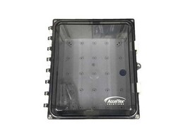 ACCELTEX 14x12x6 Polycarbonate Enclosure with Clear Door  Key Lock   6 RPTNC Holes